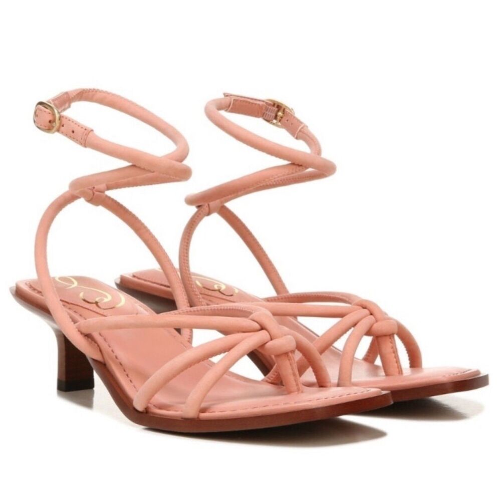 Sam Edelman Pink Leather Dia Strappy Kitten Heel Sandals Size 8.5M